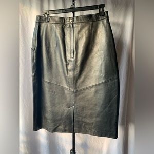 Black Leather Skirt Below the Knees